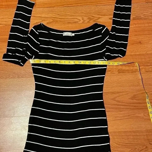 Nation LTD Womens M Striped Long Sleeve Top T-Shirt Modal Black White FLAW - Picture 9 of 10